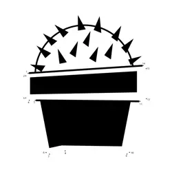 Spiky Cactus Plant Pot Dot to Dot Worksheet