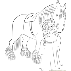 Merida with Horse Dot to Dot Worksheet