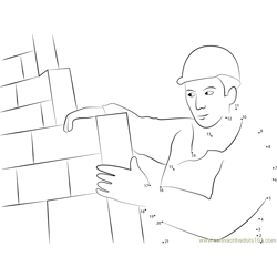 Construction Mason Worker Bricklayer Dot to Dot Worksheet