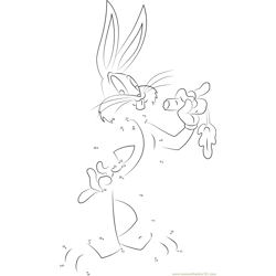 Bugs Bunny Eating Carrot Dot to Dot Worksheet