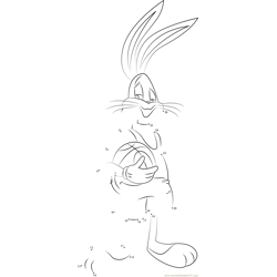 Bugs Bunny with Football Dot to Dot Worksheet