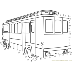 Cable Car on Wheels Dot to Dot Worksheet