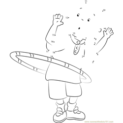 Caillou Playing with Ring Dot to Dot Worksheet