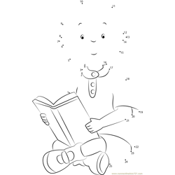 Caillou Reading a Book Dot to Dot Worksheet