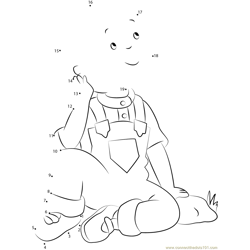 Caillou in Thinking Dot to Dot Worksheet