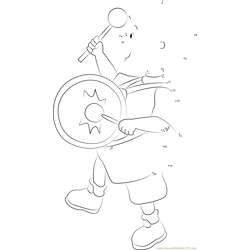 Caillou playing Drums Dot to Dot Worksheet