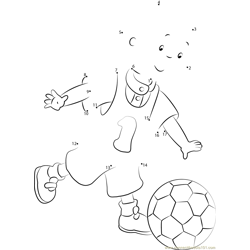 Caillou playing Football Dot to Dot Worksheet