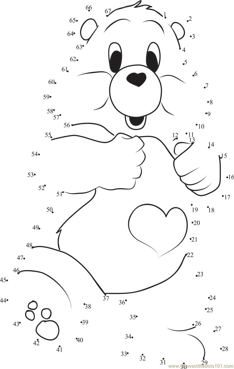 special care bear dot to dot printable worksheet connect