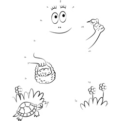 Barbapapa with Birds and Turtle Dot to Dot Worksheet