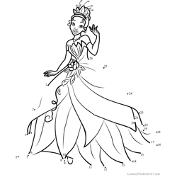 Princess Tiana Dot to Dot Worksheet