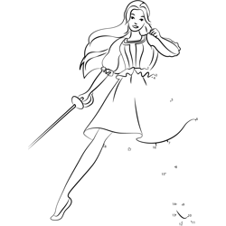 Barbie with Sword Dot to Dot Worksheet