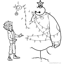 Hiro and Baymax Christmas Dot to Dot Worksheet