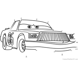 Chick Hicks from Cars 3 Dot to Dot Worksheet