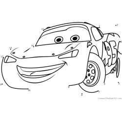 Lightning McQueen from Cars 3 Dot to Dot Worksheet