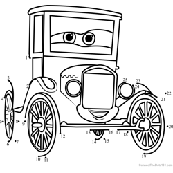 Lizzie from Cars 3 Dot to Dot Worksheet