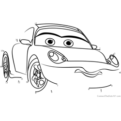 Sally from Cars 3 Dot to Dot Worksheet