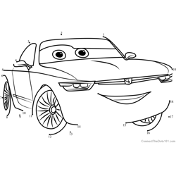 Sterling from Cars 3 Dot to Dot Worksheet