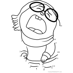 Inside Out Sadness Crying Dot to Dot Worksheet