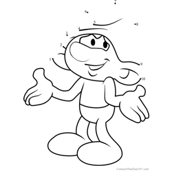Clumsy Smurf from Smurfs - The Lost Village Dot to Dot Worksheet
