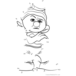 Grouchy Smurf from Smurfs - The Lost Village Dot to Dot Worksheet
