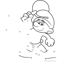 Hefty Smurf from Smurfs - The Lost Village Dot to Dot Worksheet