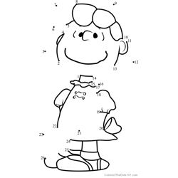 Lucy from The Peanuts Movie Dot to Dot Worksheet