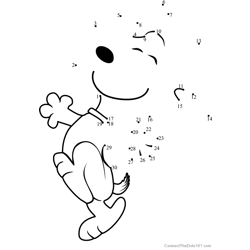 Snoopy from The Peanuts Movie Dot to Dot Worksheet