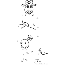 Abby from Back at the Barnyard Dot to Dot Worksheet