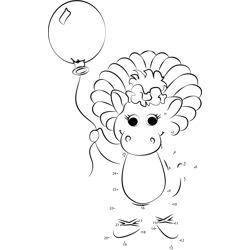 Baby Bop with Balloons Dot to Dot Worksheet