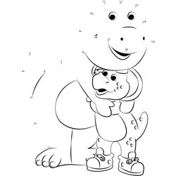 Barney Hug Baby Bop Dot to Dot Worksheet
