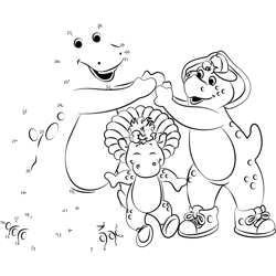 Barney and his Friends Dot to Dot Worksheet