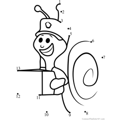 Mail Carrier Snail from Bubble Guppies Dot to Dot Worksheet