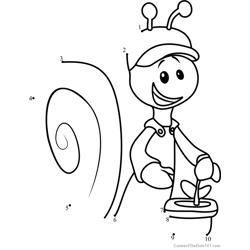 Snail from Bubble Guppies Dot to Dot Worksheet