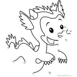 The Dragon Puppy from Bubble Guppies Dot to Dot Worksheet