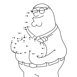 Peter Griffin Folding his Hands Family Guy Dot to Dot Worksheet