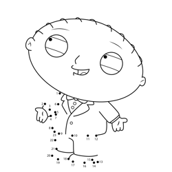 Stewie Griffin Wearing Suit Family Guy Dot to Dot Worksheet