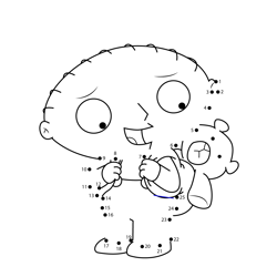 Stewie Griffin with Rupert Family Guy Dot to Dot Worksheet