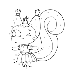 Squirrel Princess Kit and Kate Dot to Dot Worksheet
