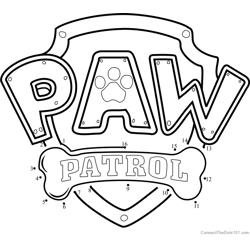 Paw Patrol Logo Dot to Dot Worksheet