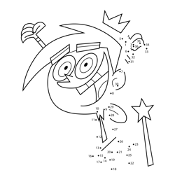 Cosmo Jumping Fairly Odd Parents Dot to Dot Worksheet
