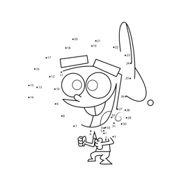 Timmy Turner Excited Fairly Odd Parents Dot to Dot Worksheet