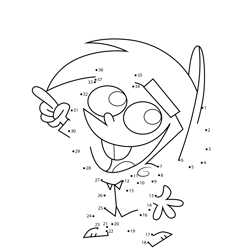 Timmy Turner in Pajamas Fairly Odd Parents Dot to Dot Worksheet