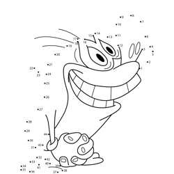 Stimpy Excited The Ren & Stimpy Show Dot to Dot Worksheet