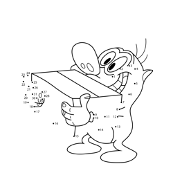 Stimpy with his Invention Box The Ren & Stimpy Show Dot to Dot Worksheet
