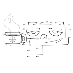 Richard Drinking Hot Coffee Unikitty Dot to Dot Worksheet