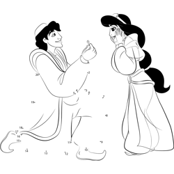 Aladdin Propose Princess Jasmine Dot to Dot Worksheet