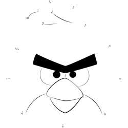 Red Angry Birds Dot to Dot Worksheet