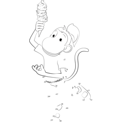 Moneky with Icecream Dot to Dot Worksheet