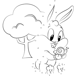 Baby Bunny with Snail Dot to Dot Worksheet