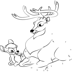 Bambi Sitting with his Father Dot to Dot Worksheet